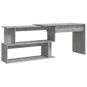Berkfield Home Corner Desk Grey Sonoma 200x50x76 cm Engineered Wood | Size: 200 x 50 x 76 cm