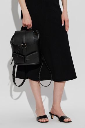 Ferragamo Leather Backpack, Womens, Black