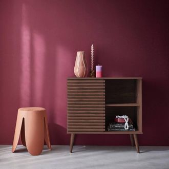 Sweeek 80cm Scandi-style Sideboard Wood Effect & Sliding Door in Walnut