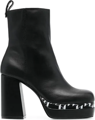 Karl Lagerfeld monogram-print platform boots - women - Leather - 41 - Black
