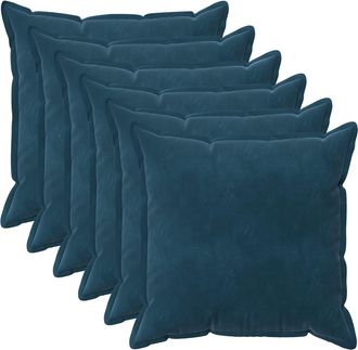 vidaXL Funda De Almohada 6 Pcs Houten Azul 55 X 55 Cm Terciopelo Vidaxl