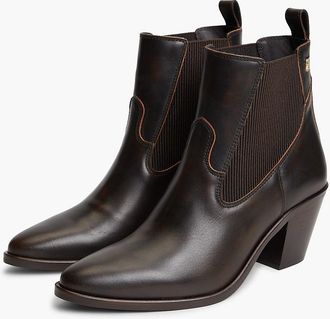Tommy Hilfiger Womens Leather Western Chelsea Ankle Boot - Brushed Brown - US 6.5 / EU 37