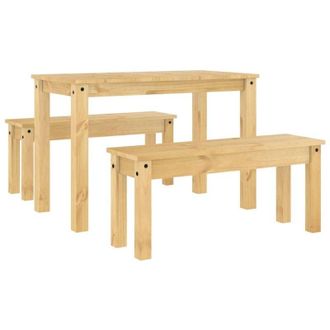 vidaXL Juego De Comedor Panama 3 Pzas Madera Maciza De Pino Vidaxl