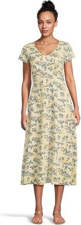 Toad&Co Rose Midi Short Sleeve Dress Womens Dress Barley Daisy Print : XS, Cotton/Elastane/Lyocell