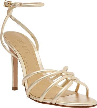 Schutz Schutz Giana Strappy Leather Heels Platinum GIANA-PLTNM Womens