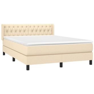 vidaXL Cama Box Spring Con Colch&oacute;n Tela Color Crema 140x190 Cm