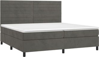 vidaXL Vidaxl - Cama Box Spring Colch&oacute;n Y Led Terciopelo Gris Oscuro 200x200 Cm