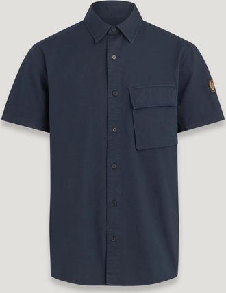 Belstaff Scale Short Sleeve Shirt Mens Garment Dye Cotton Dark Ink Size 2XL