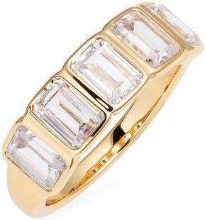 Nordstrom Cubic Zirconia Bezel Set Ring in Clear- Gold at Nordstrom, Size 8