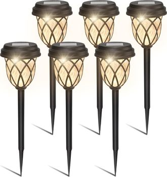 No Brand Juego De 6 Luces Solares Led Impermeables Para Caminos Exteriores, Alimentadas Por Energ&iacute;a Solar, Para Jard&iacute;n, Patio, C&eacute;sped, Entrada De Veh&iacute;culos Y D
