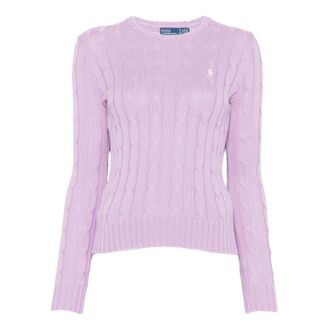 Polo Ralph Lauren Round-neck Knitwear, female, Purple, Size: XL Crew Neck Knit Sweater