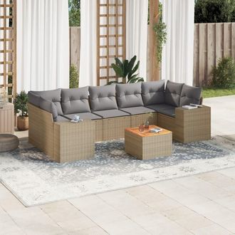 vidaXL Vidaxl - Juego De Sof&aacute;s De Jard&iacute;n Con Cojines Beige 8 Pzas Rat&aacute;n Pe
