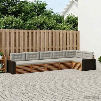 vidaXL Vidaxl Set Di Divani Da Esterno 6 Pz Naturale E Grigio Chiaro