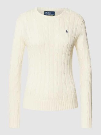 Polo Ralph Lauren Strickpullover mit Label-Stitching Modell JULIANNA in Beige, Gr&ouml;&szlig;e XL
