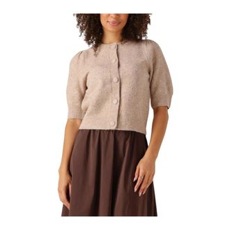Notre-V Truien & Vesten, Dames, Beige, M, Polyester, Zandkleurig Gebreid Vest voor Herfst