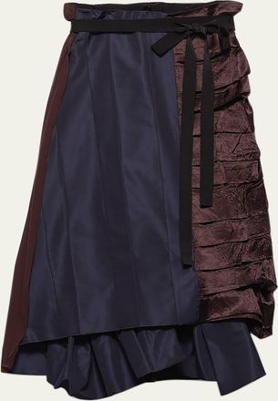 Prada Silk Faille Patchwork Midi Wrap Skirt