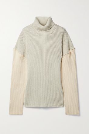 The Row Pullover In Misto Cotone E Cashmere A Coste Bicolore Dua - Neutri