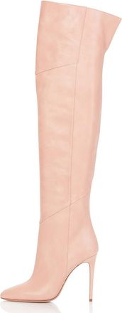 Generic Patent Leather Thigh High Boots for Womens Pointed Toe Stiletto High Heel Side Zipper Over The Knee Boots Dress Shoes Large Size 34-46,Pink,12 UK