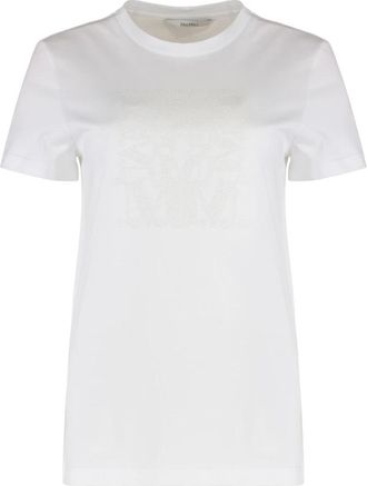 Max Mara Giovane Katoenen T-shirt met ronde hals - Dames - T-shirts - Wit - XS - Katoen - Tops