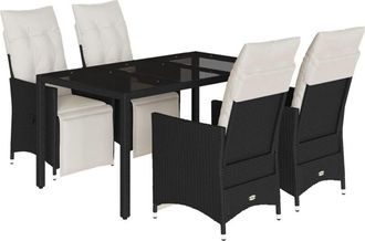 vidaXL Set De Muebles Jard&iacute;n 5 Pzas Con Cojines Rat&aacute;n Sint&eacute;tico Negro Vidaxl