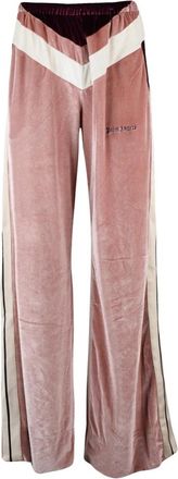 Palm Angels Wijde Velours Broek - Dames - Wijde Broeken - Roze - M - Polyester - Broeken