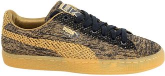 Puma Basket Knit Metallic Gold Mens Lace Up Trainers 363087 02 B24C