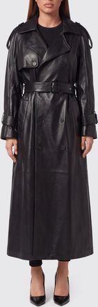 Philipp Plein Trench doppiopetto in pelle di agnello con cintura