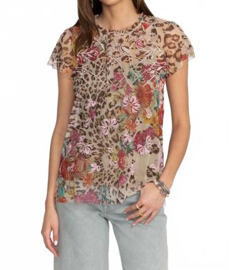 Johnny Was Mazzy Ruffle Neck Blouse In Wild Gardenia