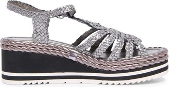 Pons Quintana Metalen Gevlochten Sandaal Padova Model - Dames - Sleehakken - Grijs - 35 EU - Schoenen