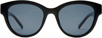 Le Specs Majestic 53mm Polarized Round Sunglasses in Black /Smoke Mono Polarized at Nordstrom