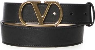 Valentino Garavani VLogo Signature 30 Leren Riem - Dames - Riemen - Zwart - 75 CM - Leer - Accessoires