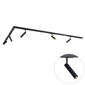 QAZQA Moderno Sistema De Iluminaci&oacute;n De Riel Moderno Con 5 Focos Negros Monof&aacute;sicos - Iconic Ivy Acero /pl&aacute;stico Adecuado Para Led Max. 5 X 5 Watt - Qazqa