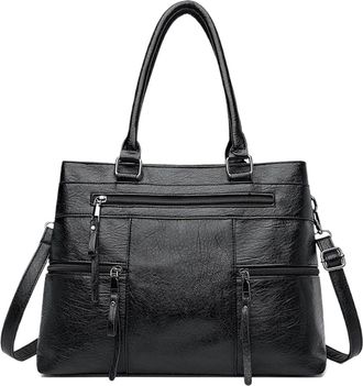 Generic Compatible For Womens Handbag - With Detachable Shoulder Strap Zipper Closure, Work And Travel Bag Durable(Black)