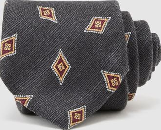 Reiss Navy Silk Diamond Medallion-print Tie