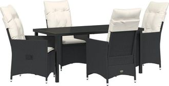 vidaXL Garden Dining Set with Cushion 5 pcs Black Poly rattan Vidaxl