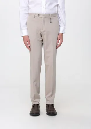 Manuel Ritz Pantaloni chino slim fit in gabardine con chiusura decentrata