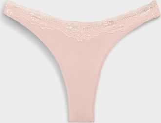 Miiyu Womens Lace trim high-cut thong Organic cotton and TENCEL TM modal