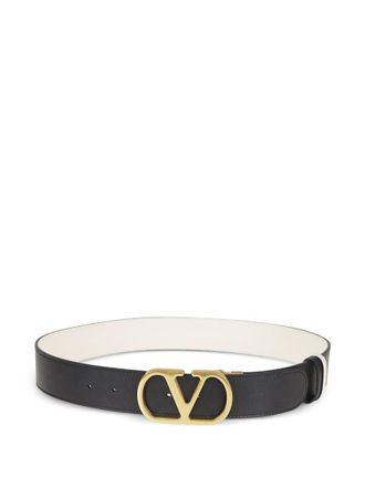 Valentino Garavani Black Reversible VLogo Buckle Belt
