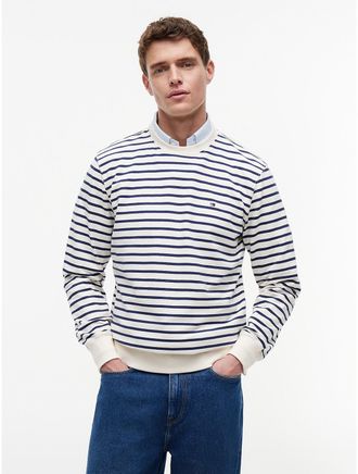 Tommy Hilfiger Mens Stripe Terry Crewneck Sweatshirt - White - XXXL