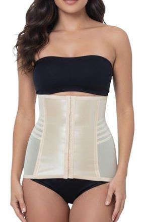 Rago Shapette Powermesh Satin Panel Waist Cincher in Beige at Nordstrom, Size X-Large