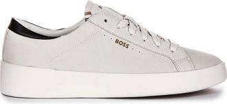 HUGO BOSS Sneakers, male, White, 10 UK, Mens Leather Trainers in White/Black