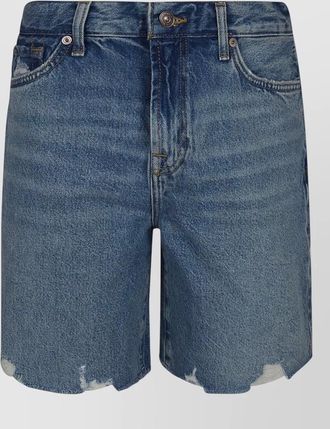 7 For All Mankind lola cotton shorts mid rise waist tab