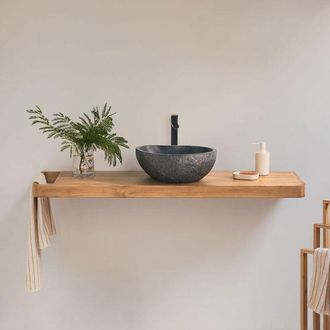 Sklum Conjunto De Mueble De Ba&ntilde;o 130x45 Cm Suspendido En Madera De Teca Neill Sklum