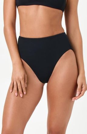 L*Space Soleil High Waist Rib Bikini Bottoms in Black at Nordstrom, Size X-Small