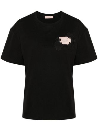 Twin-Set T-shirt Oval T Floreal - Nero