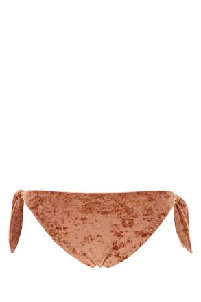Chlo&eacute; Womens Peach Stretch Velvet Bikini Slip Woodenorange Costumi Da Bagno