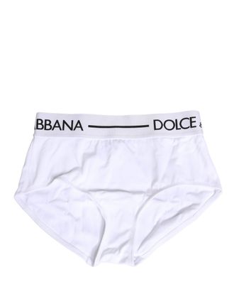 Dolce & Gabbana Womens White Nylon Logo Waistband Panty Underwear Elastane Clothing