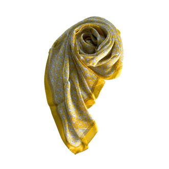 Borbonese Accessoires, Dames, Geel, ONE Size, Gele Zijden Sjaal