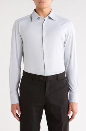 BOSS Hays Kent Slim Fit Cotton Blend Dress Shirt in Silver at Nordstrom Rack, Size 15.5R