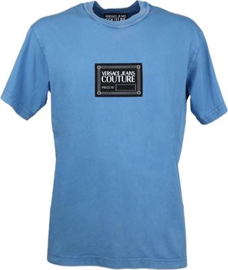 Versace Jeans Couture Katoenen T-Shirt van Versace Jeans Couture - Heren - T-shirts - Blauw - 2XL - Katoen - Tops